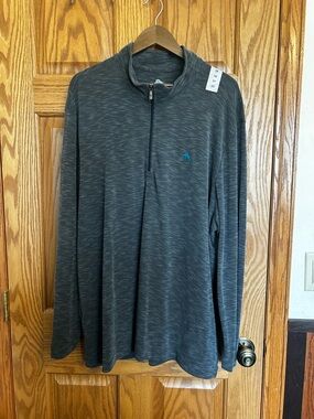Tommy Bahama Gray Textured Quarter-Zip Pullover XXXL